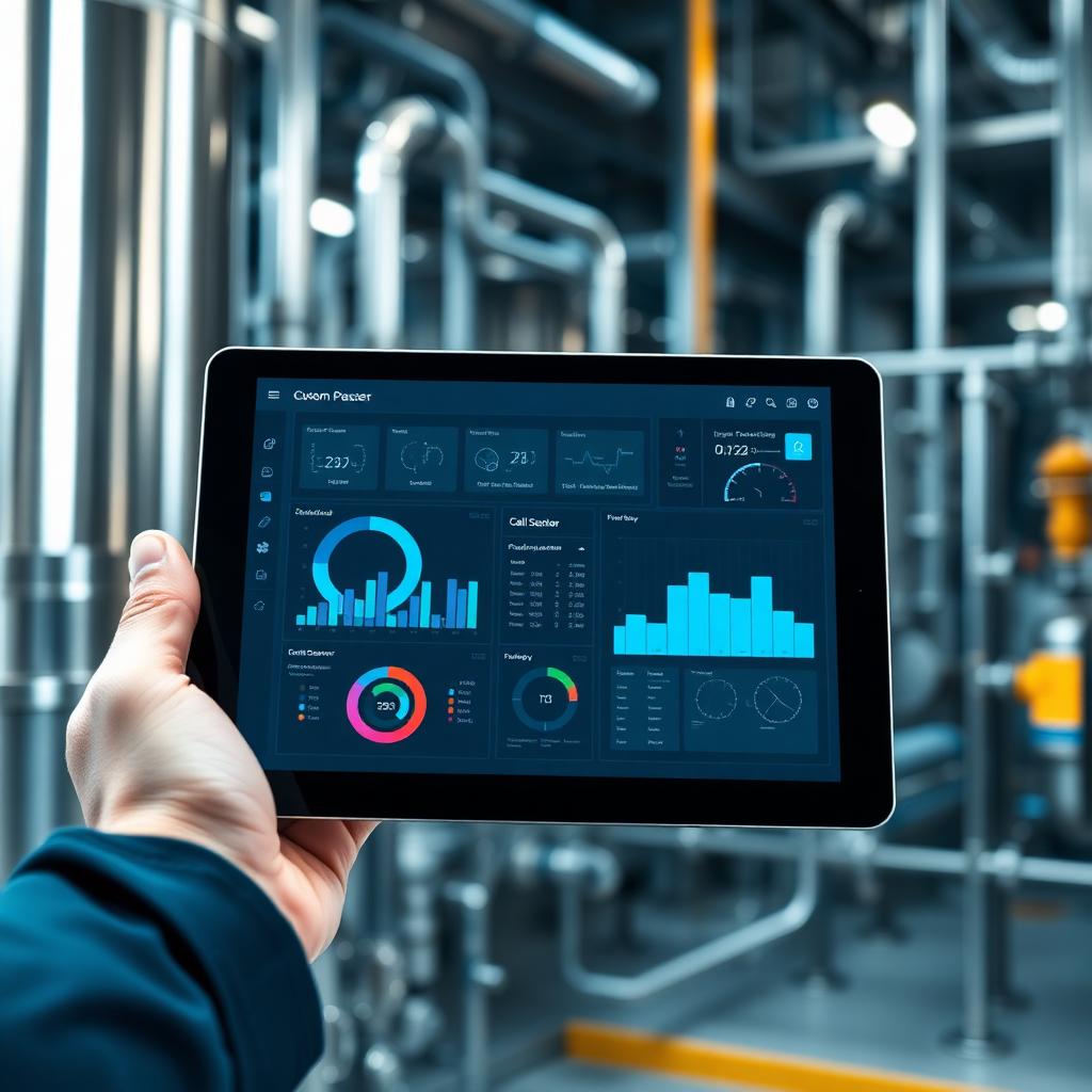 Kundenspezifisch entwickelte KI-App zur Prozessüberwachung auf einem Tablet in der Anlage